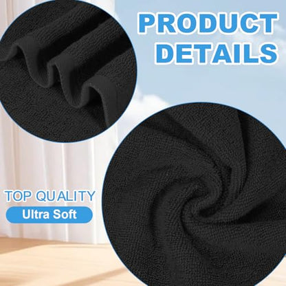 100% Cotton Washcloths Set, 12-Pack Wash Cloths,12x12 Inch Black - color: Black 12 Pack