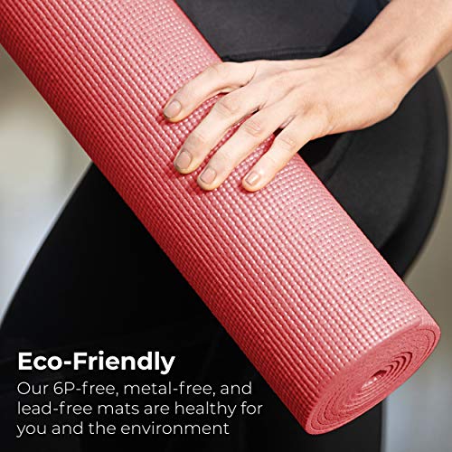 Bulk Yoga Mats, 10 Pack, 4mm Thick, 68x24in | Bulk Non Slip Exercise Mats for Workout, Stretching, Fitness - Wholesale Non Toxic Gym Mats for Home, Schools and Studios - color: Red