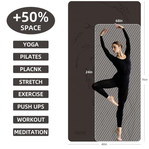 Extra Wide Yoga Mat 76"x40"x10mm TPE Non-Slip Fitness Exercise Mat - color: Brown Beige