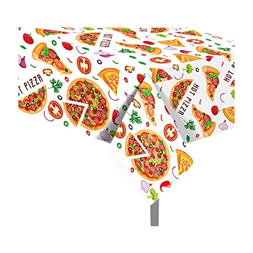 1 Pack Pizza Party Plastic Tablecloth 54 x 87 Inch Long Rectangular Table Cover for Buffet,Birthday Party Holiday Dinner,Picnic or Tablecloth for Kitchen Event Use - color: Pizza