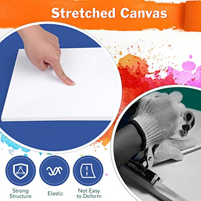 Stretched Canvases for Painting, 8PCS Multi Pack Square Canvas 4×4”, 6×6”, 8×8”, 10×10”(2 of Each), Acid-Free Wood Frame Blank Canvas, Art Canvas Pre Primed for Acrylic, Oil Painting, Tempera. - size: 8 Packs - 4 Sizes (2 of Each)