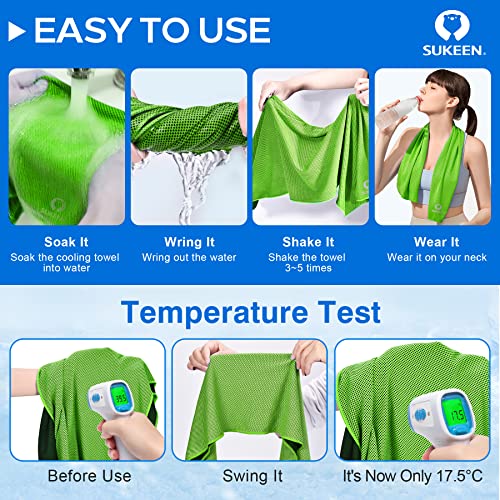 Sukeen 4 Pack Cooling Towels (40"x 12"), Cooling Neck Wraps, Soft Ice Towel - color: Dark Blue/Green/Black/Pink