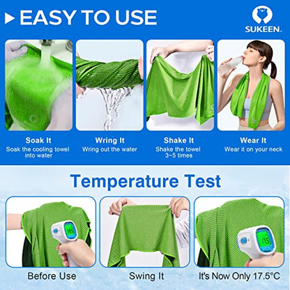 Sukeen 4 Pack Cooling Towels (40"x 12"), Cooling Neck Wraps, Soft Ice Towel - color: Dark Blue/Green/Black/Pink