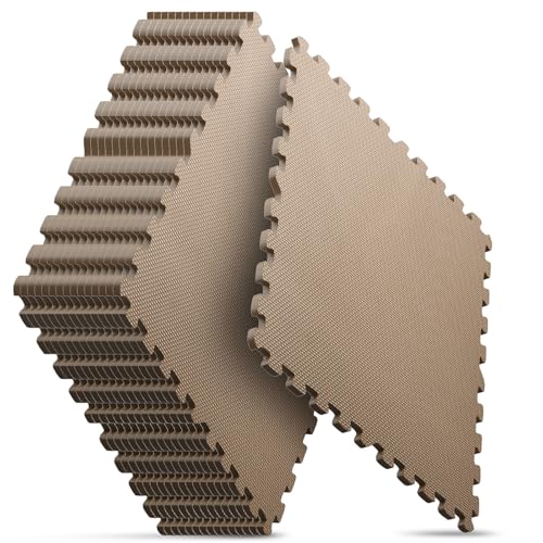 16 Pack 64 sqft Home Gym Mat, Puzzle Exercise Mat, EVA Interlocking Foam Floor Tiles for Home Workout Equipment and Kids' Play Areas - Blue, 24 in x 24 in x ½ in - (Brown, 16 Pack(64 SQ FT)) - color: Brown, size: 16 Pack(64 SF)