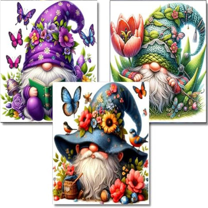 OFRKE Diamond Painting Kits for Adults,3 Pack Flower Dwarf Diamond Art for Beginners, Diamond Round 5D Full Drill Paint with Diamonds Pictures Gem Art Painting Kits DIY Crafts Kits 12x16inch - color: 3pcs-Small Dwarf