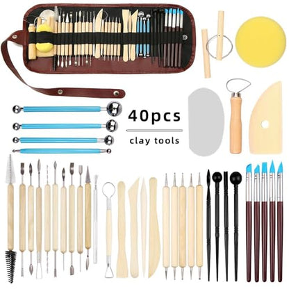 LINPHCEY 40Pcs Clay Sculpting Tools Set Perfect for Polymer Air Dry Modeling Clay Beginners & Professionals Ideal for DIY Pottery & Ceramics Tools for Clay Sculpey Sculpting & Crafting - color: 40PCS/SET