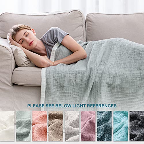 SE SOFTEXLY Muslin Throw Blanket, 4-Layer Dyed Yarn, 50”x60”, Sage Green - color: 5-sage Green, size: Throw-50" x 60"