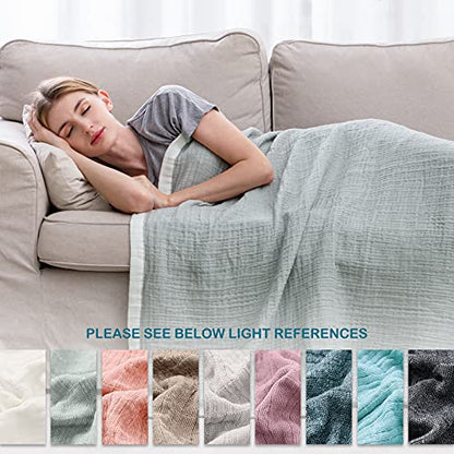 SE SOFTEXLY Muslin Throw Blanket, 4-Layer Dyed Yarn, 50”x60”, Sage Green - color: 5-sage Green, size: Throw-50" x 60"