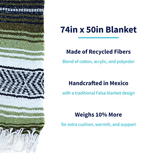 La Montana Bulk Falsa Mexican Blanket, 4 Pack, Dark Olive/Light Olive/White - color: Dark Olive/Light Olive/White