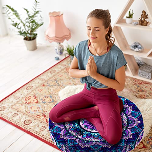 Mandala Meditation Cushion, Boho Meditation Mat, Meditation Pillows for Sitting on Floor, Cushions for Sitting in Home and Outdoor, Round Floor Pillows Cushion Seating for Yoga Accessories 22'' X 22'' - color: 05.mandala Meditation Cushion-2, size: 22x22