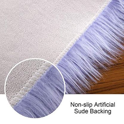 Softlife Square Faux Fur Sheepskin Chair Cover Seat Cushion Pad Super Soft Area Rugs for Living Bedroom Sofa (1.6ft x 1.6ft, Lavender) 1 pack - color: Lavender
