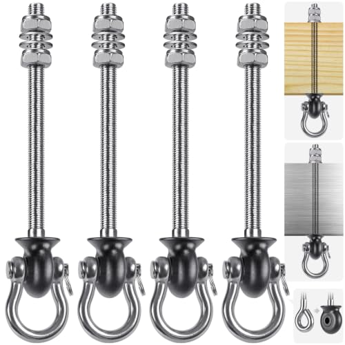 Dolibest Heavy Duty Swing Hangers, Stainless Steel 304 Swing Bolts, 180° Swing, Perfect for Playground, Porch, Yoga, Hammock Chair, Punching Bag - for Wood and Steel Beams,9.64'' (4Pack) - color: Silver 9.64''-4pcs