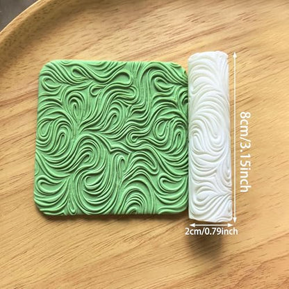 Polymer Clay Texture Roller Work with Polymer Clay Cutters for DIY Earrings Jewelry Making Craft Supplies(Linear Water Ripple Pattern) - color: Water Ripple