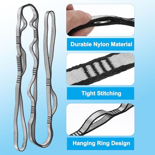 PATIKIL Daisy Chain Straps, Strong Climbing Strap Adjustable Nylon Chain Sling with Loops for Aerial Yoga Hammock Swing - color: Gray, size: 51 Inch
