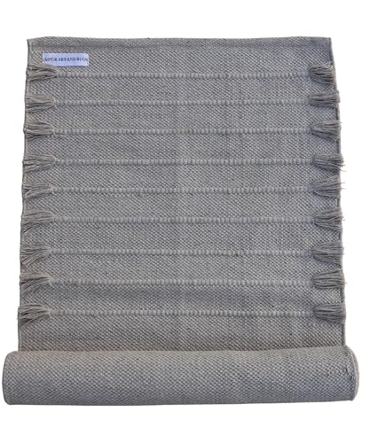 Jaipur art & Rugs Organic Cotton Yoga Mat - Eco-Friendly Hand-Woven Rug - Non Slip & Thick (24”x72”x5mm) for Everyday Fitness at Home - Comfortable Extra-Long - color: White Gradient