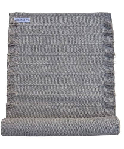 Jaipur art & Rugs Organic Cotton Yoga Mat - Eco-Friendly Hand-Woven Rug - Non Slip & Thick (24”x72”x5mm) for Everyday Fitness at Home - Comfortable Extra-Long - color: White Gradient