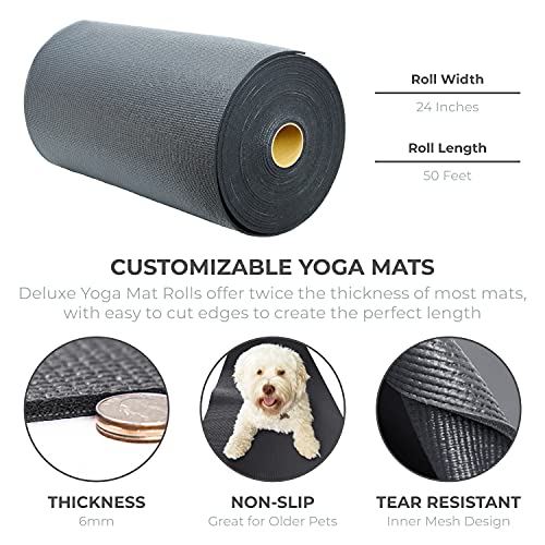 Ascend 6mm Thick Yoga Mat Roll, 50ft x 24in - color: Charcoal
