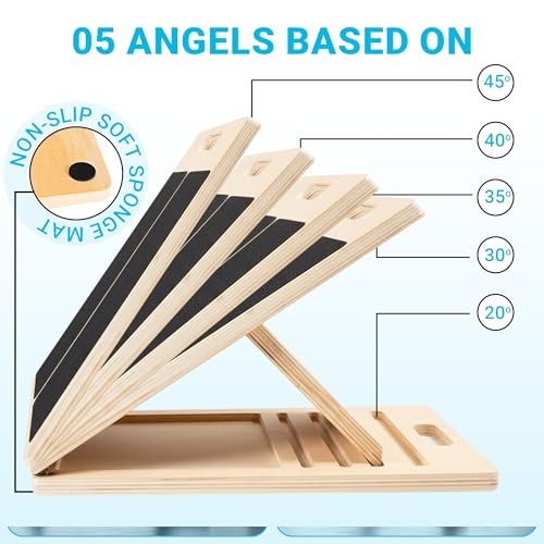 15.5" Wide Slant Board, 5-Level Incline 20°-45°, Non Slip Slant Board for Squats, Calf Stretching, 250 Lbs Weight Capacity Calf Exercise Equipment, Norma Design Calf Stretch Board