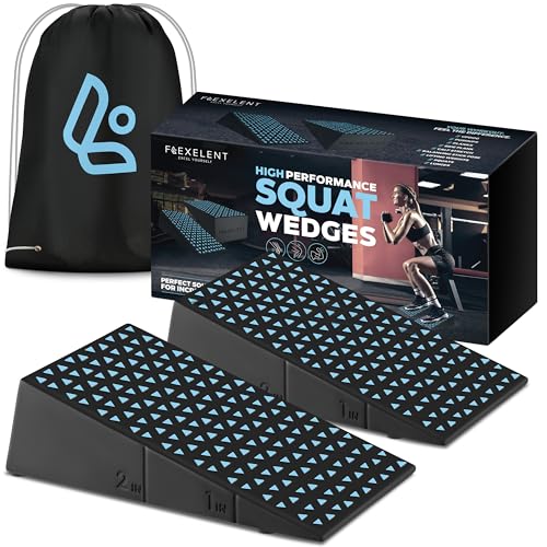 Flexelent Heel Elevated Squat Wedge Block Pair, 17° Angle, Bag Included - color: Light Blue Sky