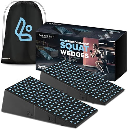 Flexelent Heel Elevated Squat Wedge Block Pair, 17° Angle, Bag Included - color: Light Blue Sky