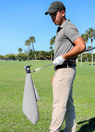 Magnetic Golf Towels for Golf Bags with Clip & Ultra Strong Magnet - Waffle Weave Microfiber Towel for Secure Hold on Bags & Carts - Ideal Club Cleaner & Accessories - Gray - color: Gray