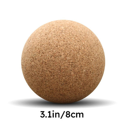 Natural Cork Massage Ball, Eco Sports Equipment, Round Exercise Therapy Ball, Self-Myofascial Release Tool (80 mm)