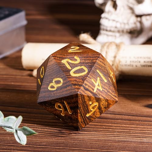 50mm Wooden D20 Dice Bocote Wood 20 Sided Dice for D&D Tabletop Game - color: D20 Garapa