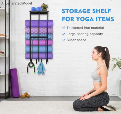 Yoga Mat Holder Wall Mount, Home Gym Storage Rack