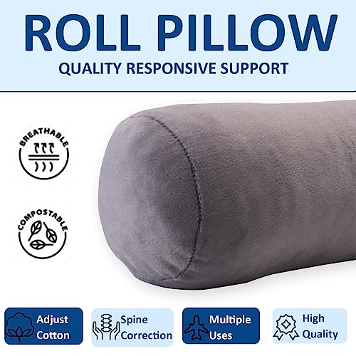 Neck Roll Pillow,Cervical Neck Pillow Bolster Pillow for Sleeping | Cotton neck roll, machine-washable cover, supports neck, legs, back & sleeping, slim bolster for bed & yoga - color: Green