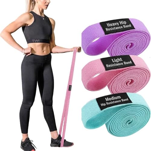 Long Resistance Bands for Working Out Women, Fabric Resistance Band, Stretch Bands for Exercise Bands Resistance Bands Set for Physical Therapy, Elastic Bands for Exercise - color: Mint/Pink/Violet