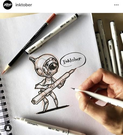 KINGART PRO Inkline Black Micro Line & Precision Graphic Pens, 10 Assorted Nibs, BLACK Archival Waterproof Japanese Ink for Art, Illustration, Calligraphy, Sketching, Anime, Technical Drawing, Manga