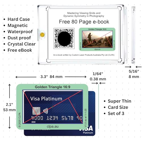 Golden Triangle Directors Viewfinder Card | Australian Designed and Made; Artist Viewfinder for Drawing and Photography; 3:2, 4:3 and 16:9 - size: Golden Triangle