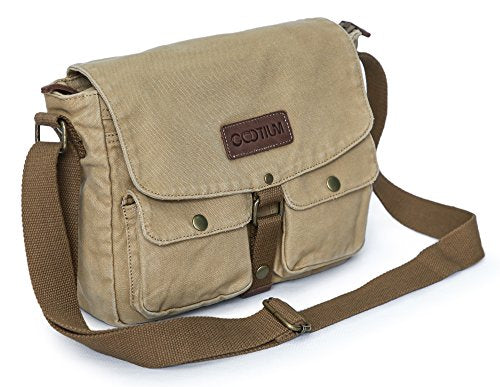 GOOTIUM Canvas Messenger Bag - Vintage Crossbody Shoulder Bag Military Satchel - color: Khaki