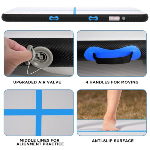 Inflatable Air Gymnastics Tumbling Mat 6ft 10ft 13ft 16ft 20ft - color: Blue Black, size: 10ft*3.3ft*4in(3*1*0.1m)