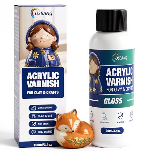 OSBANG 100ML Air Dry Clay Glaze, High Gloss Air Dry Clay Varnish, Protects Clay from Cracking, Scratches and Wear, Clear Sealant for Ceramics, Paintings, Wood and DIY Projects - size: Gloss