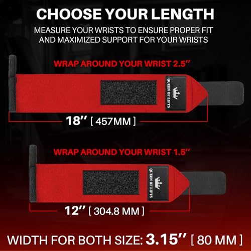 TECEUM Elastic Cotton Weightlifting Wrist Wraps with Thumb Loops, 1 Pair - color: Red, style: 12" – Queen of Lifts