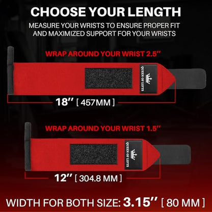 TECEUM Elastic Cotton Weightlifting Wrist Wraps with Thumb Loops, 1 Pair - color: Red, style: 12" – Queen of Lifts