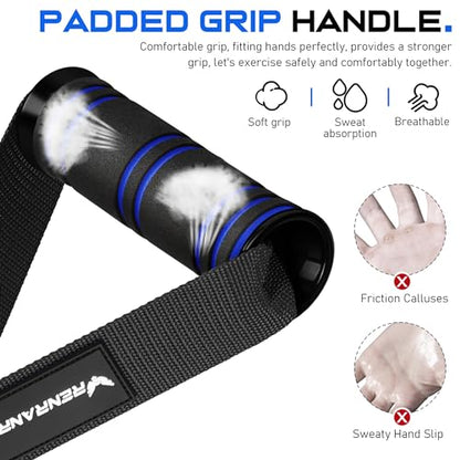 RENRANRING Gym Exercise Handles, Replacement Handle Attachments for Cable Machine Pulleys, Resistance Band and Strength Trainer, Pull Down Workout Accessories, Home Gym Add On Equipment - color: Black, Blue