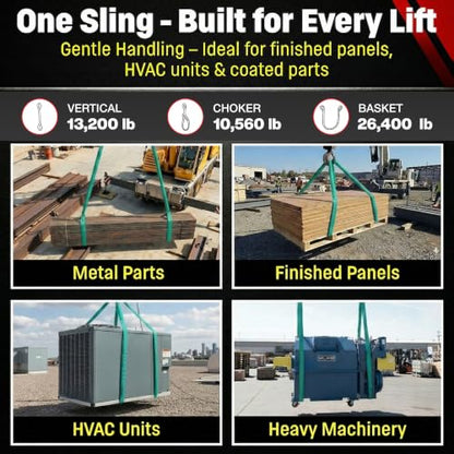 Chenango Supply VR2 8ft Green Endless Round Polyester Rigging Sling | USA Made, Double-Ply Cover, for Lifting & Material Handling, Capacity: 5,300 lb Vertical, 4,240 lb Choker, 10,600 lb Basket - size: 8 ft