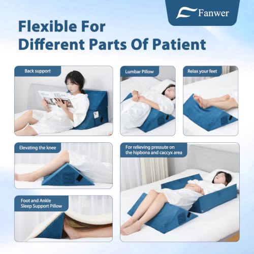 Fanwer Positioning Wedge Pillow for Side Sleeping (3 in 1),23.6",Lake Blue - color: Lake Blue, size: 23.6in