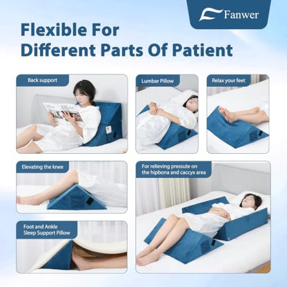 Fanwer Positioning Wedge Pillow for Side Sleeping (3 in 1),23.6",Lake Blue - color: Lake Blue, size: 23.6in