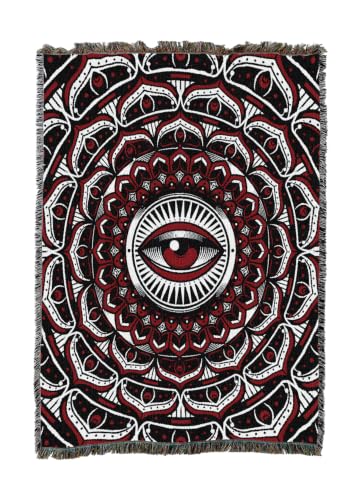 Pure Country Weavers Eye Mandala Red Blanket - Gift Tapestry Throw Woven from Cotton - Made in The USA (50x60) - color: Eye Mandala Red, size: 50x60