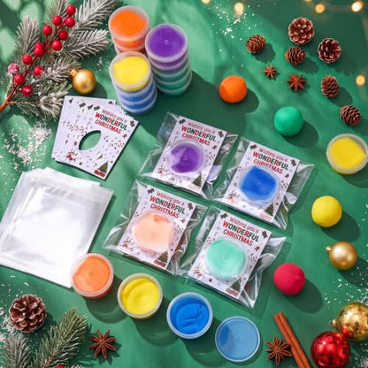 VioraWhite 48 Pcs Wonderful Christmas Air Dry Clay Set with Card and Gift Bags DIY Magic Gifts Clay Model Arts and Crafts Gift Graduation Party Favors Prizes for Kids Students Children Classroom - style: Wonderful Christmas