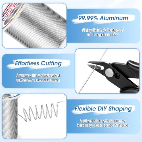 Modacraft 18 Gauge Aluminum Wire 260FT with Cutters - Soft Bendable Craft | 18 Gauge Aluminum Craft Wire for Jewelry Making, Beading, Sculpting, Floral - Includes Precision Cutters - color: Silver, size: 18 Gauge