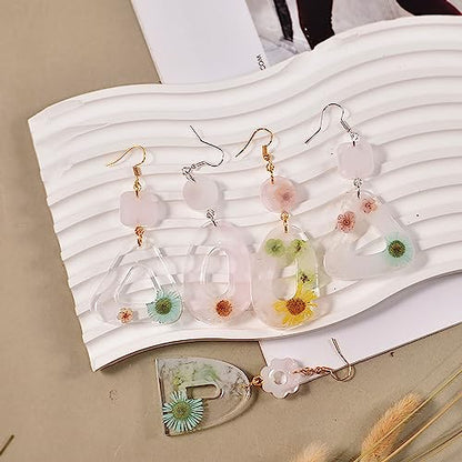 Attuslla Star & Moon Shape Resin Earring Molds - Silicone, Jewelry, DIY Pendant Molds with Ear Hooks & Jump Ring - color: Style 6