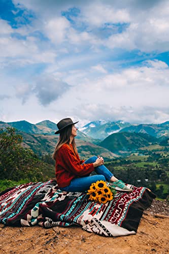 Inca Aztec Throw, Queen, King Blanket | Southwest Indian Navajo Boho Style | Native Cover for Camping, Bedding, Couch, Vanlife | Faux Alpaca, Lightweight, Hypoallergenic (Pachamama Brown, Queen) - color: Pachamama Brown, size: Queen