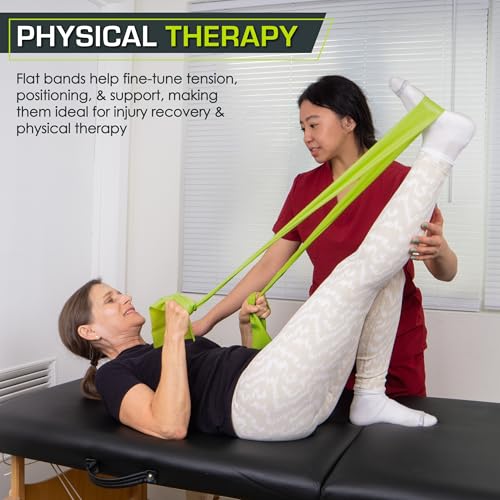 ProsourceFit Latex-Free Flat Exercise Bands Set, 3 Resistance Levels for Physical Therapy, Stretching, Yoga, and Pilates