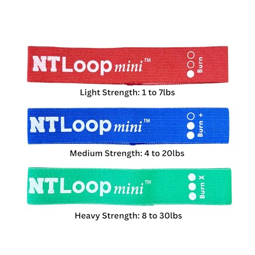 Fabric Mini Loop Bands for Exercise with Instructions - Best Resistance Band for Glutes, Leg Exercises, Muscle Building, Physical Therapy - NT Loop Set of 3