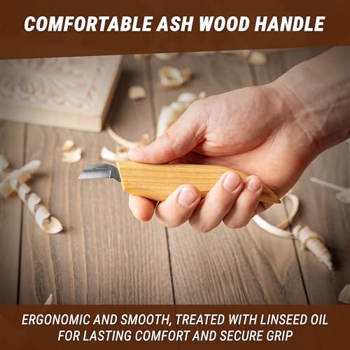 BeaverCraft Chip Carving Knife C6 1" - Wood Carving Tools for Beginners and Kids - Small Whittling Knife for Detail