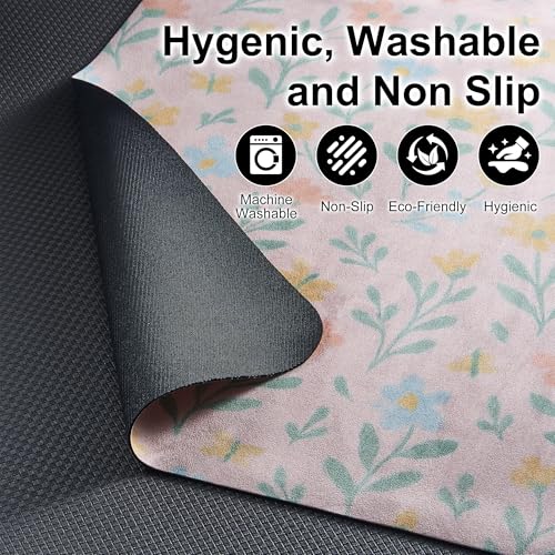 Pilates Reformer Mat-Fits Aeropilates, Allegro, Balanced Body, Merrithew Machines – Clean and Non Slip - color: Blush Pink Floral